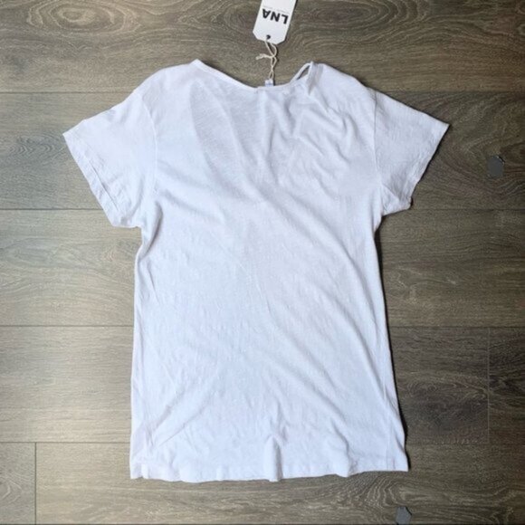 Revolve LNA Double Strap Tee T-Shirt Top White Short Sleeve V-neck Cotton Small - Picture 9 of 11